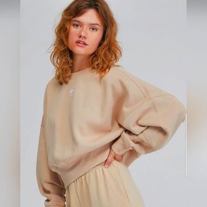 Adidas Beige Basic Crew Neck Sweatshirt